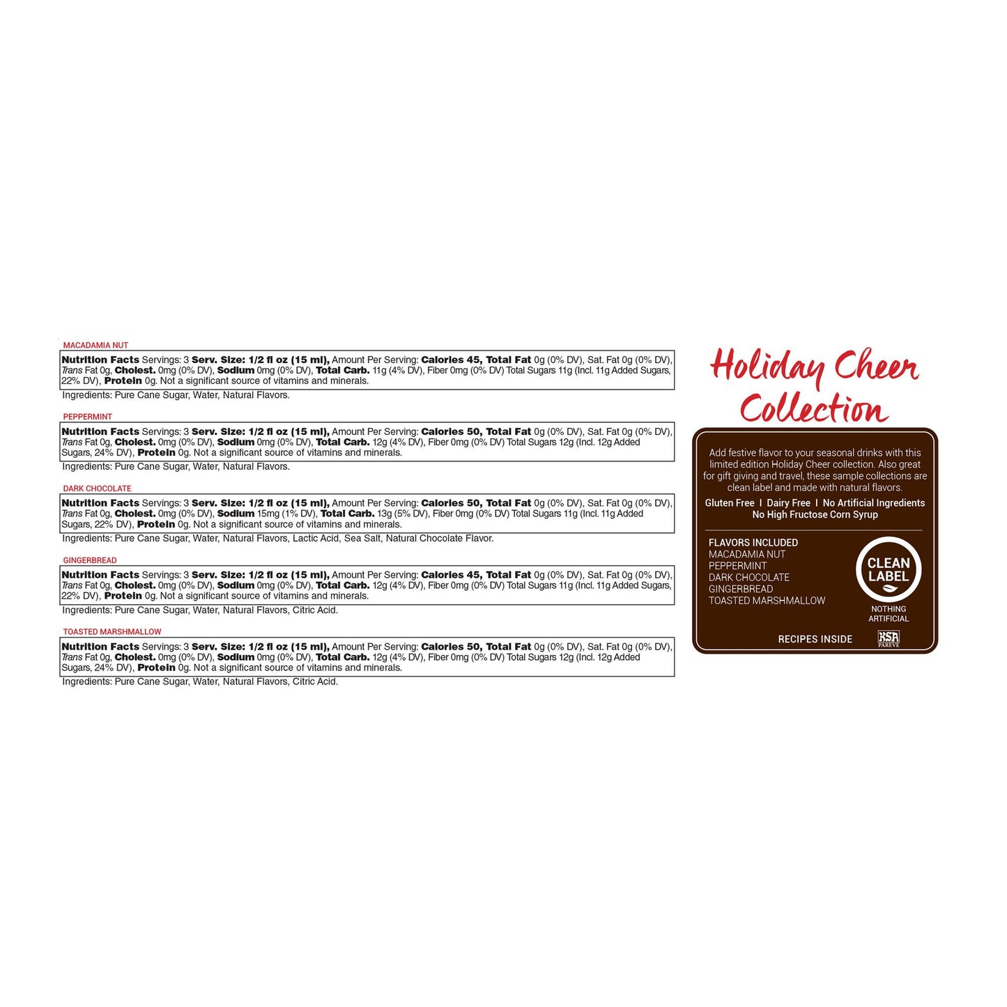 Monin Holiday Cheer Collection Syrups 5 Pack